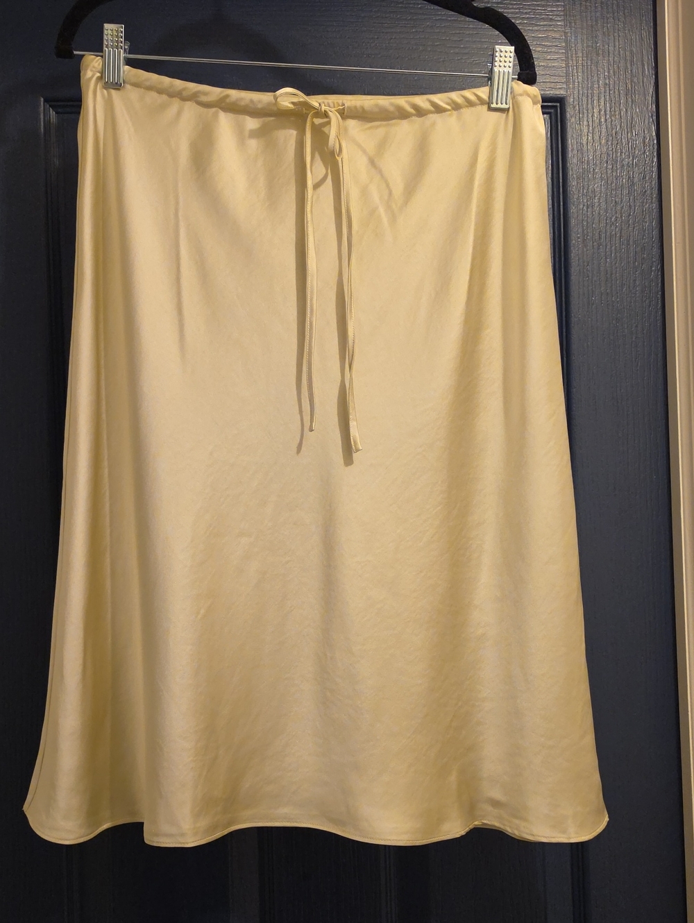 Open Edit M Cream Midi A-Line Drawstring Skirt